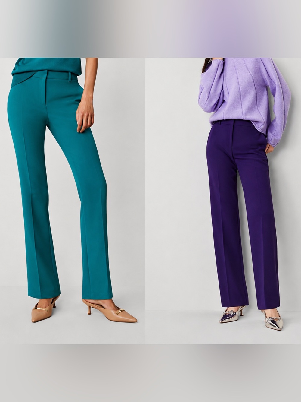Ann Taylor purple and teal trouser pants 8. Pair of 2